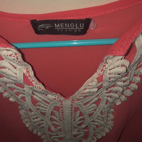 Sheer Orange Top with white embroidery - Small - excellent condition - Picture 4 of 5